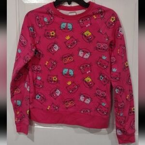Girls XL 14-16 Athletic Works Girls Fleece Lined Kitty Cat Pink Sweatshirt NEW